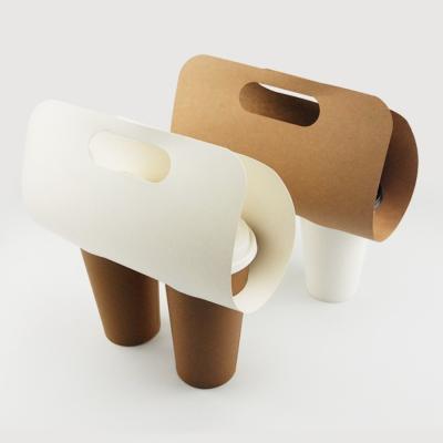 China Wholesale Biodegradable Custom Printed Disposable 2Cup Carrier Take Away Cardboard Coffee Paper Cup Holders for sale