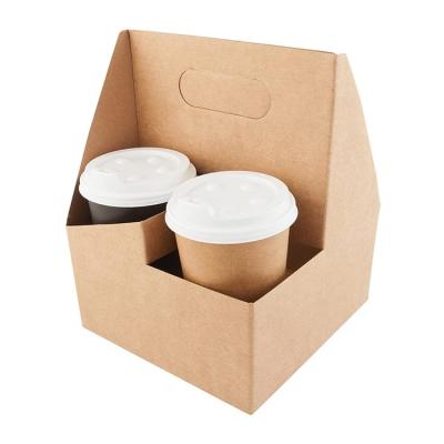 China New Type Biodegradable Top Selling Coffee Takeaway Packaging Paper Cup Holder Tray Paper Packaging For Cup for sale