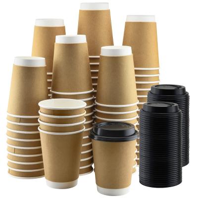 China Double Layer Wall Water Tea Biodegradable Custom Disposable Anti Scalding Paper Cup With Lid for sale