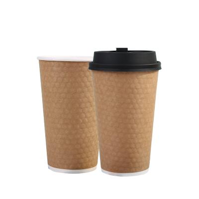 China 8oz 12oz 16oz Biodegradable Eco-friendly Materials Double Wall Take Away Coffee Paper Cup With Lids for sale