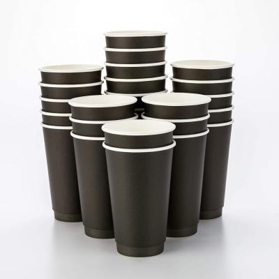 China Double Wall Paper Cup Biodegradable Disposable Paper Coffee Cup for Hot Drinks with Lid and Sleeve for sale