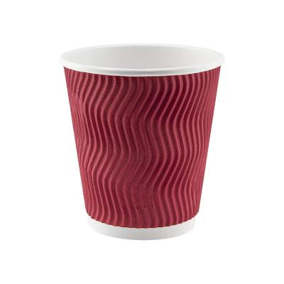 China Biodegradable Bulk Pack Coffees Lattes Cappuccino Ripple Wallpaper Disposable Hot Cup Custom for sale