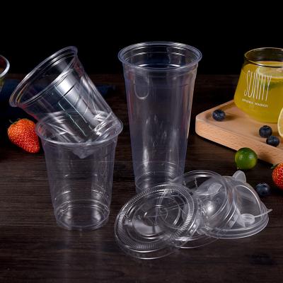 China Hot Selling 12oz Cold Drinking Plastic Cup Milk Tea Pet Clear Plastic Cups Recyclable for sale