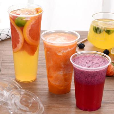 China Recyclable Disposable Milk Tea Plastic Cup Thickened Transparent PP Injection Fruit Big Bubble Tea Plastic Cup for sale