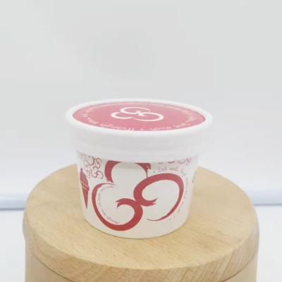 China Food Grade Biodegradable Custom Leakproof Disposable Ice Cream Round Paper Cups With Lid for sale