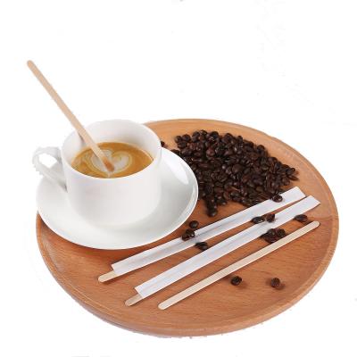 China Viable Disposable Eco-Friendly Bulk Individual Coffee Sticks Birch Wooden Wrapping Stirrer for sale