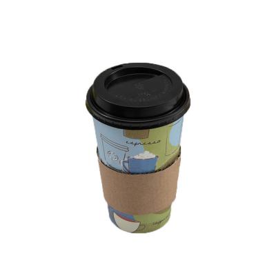 China Disposable Corrugated Hot Cup Sleeve Cup Sleeves Jackets Holder Kraft Paper Sleeves Thermal Insulation Protective Drinks for sale