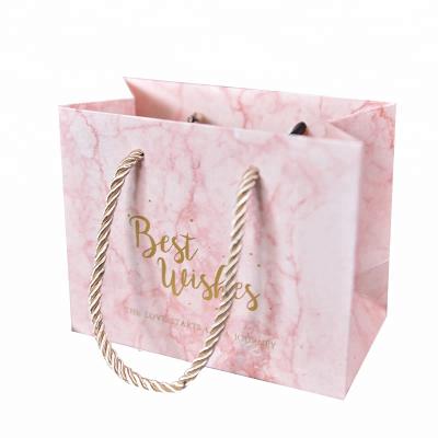 China Fantastic Europe Blush Design Pink / White Marble Gift Bags Paper Bags Personalized Gold Foil for sale