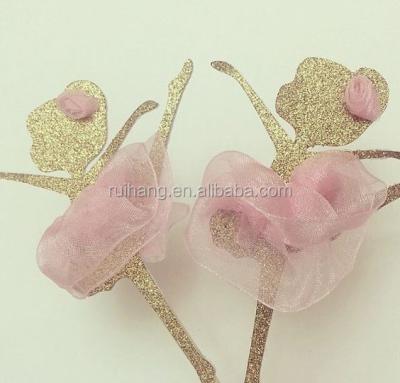 China Europe sparkle gold with pastel pink dress with rosette craft for baby shower /bride shower for sale