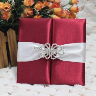 China Europe Red Wine Wedding Card Invitations Elegant Silk Cards for sale