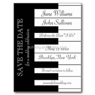 China Europe Personalized And Romantic Black And White Piano Keyboard Music Themed Wedding Invitations for sale