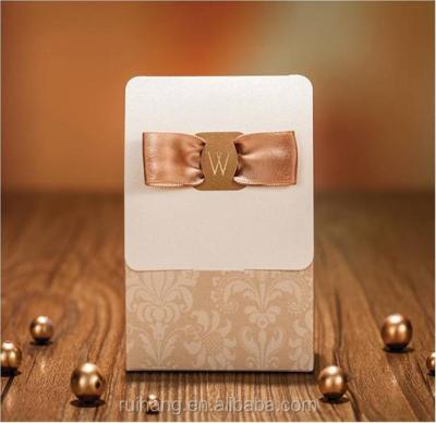 China Custom Fashion Luxury Waterproof Bow Rose Gold Wedding Pulp Packaging Gift Box for sale