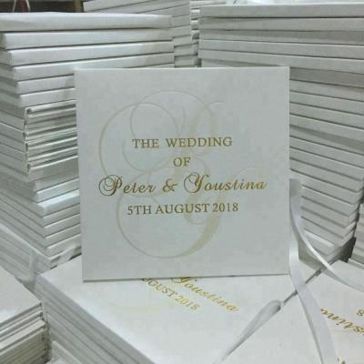 China Europe Personalized Elegant Hardcover Wedding Invitations Cards With Gold Foiling Letterpress Printing for sale