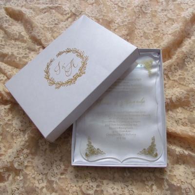 China Europe Clear Acrylic Die Cut Wedding Invitations For Elegant Wedding Favors Box for sale