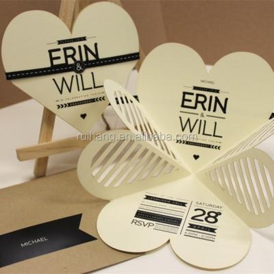 China Europe Laser Cut Engagement Wedding Invitations With Ribbon Sticker for sale