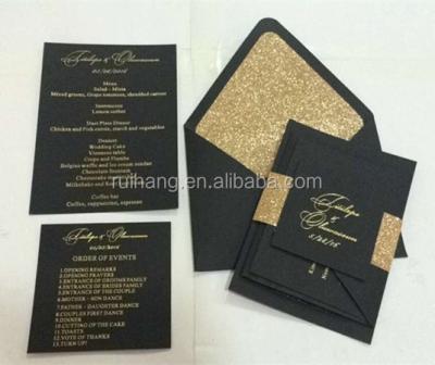 China Africa 2018 Black Gold Hot Foil Black Cards For Wedding Invitations Card for sale