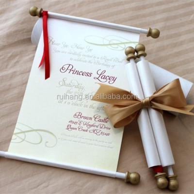 China Africa Gold Vintage Metal Bar Roll Box With Butterfly Ribbon Wedding Invitations Card for sale