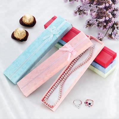 China Europe Velvet Covered Jewelry Display Long Bow Gift Boxes For Necklace/Bracelet/Watch Case for sale