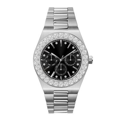 China High Quality Auto Date Logo Brand Luxury Custom OEM Iced Out Bezel Stainless Steel Mechanical Watch for sale