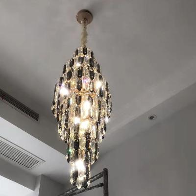 China Modern Crystal Chandelier Duplex Building Large Stair Light Chandelier for Lobby Living Room for sale