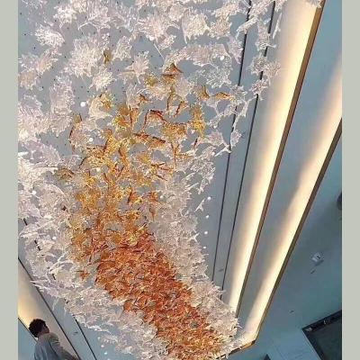 China OEM LOGO Customizable Large Modern Hotel Lobby Modern Wedding Fancy Light Luxury Glass Chandelier Long for sale