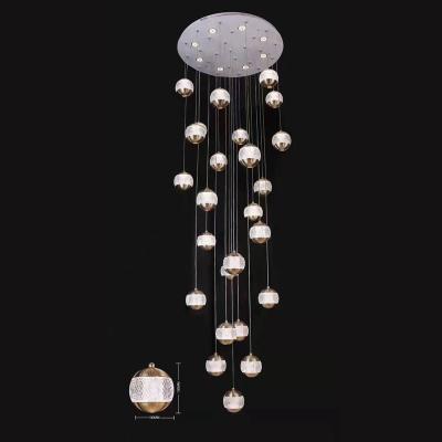 China Nordic Modern K9 Crystal Ball Fixture Modern Stairs Led Long Chandelier Minimalist Pendant for sale