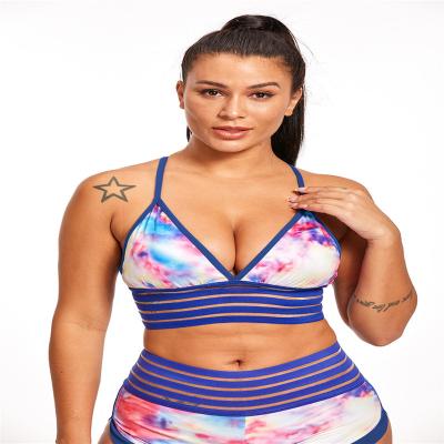 China Breathable popular stripe lace fitness yoga sports leisure sexy bra and short sports wear set for sale