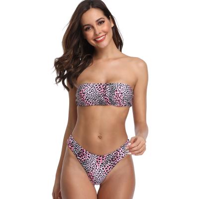 China Breathable made in china 2020 popular items leopard print women bandeau bra brief bandeau bikini swimsuits china for sale