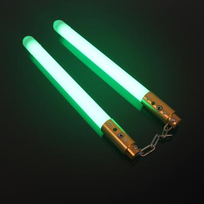 China YDD Lightsaber Sword Nunchaku Strength FX Gold Handle Green Blade Light Double Handle Lightsaber Light Metal Cosplay for sale