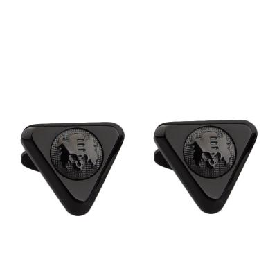 China Promotions Gifts Party Anniversary Engagement No MOQ Matte Triangle Cufflinks in Full Black Color for sale