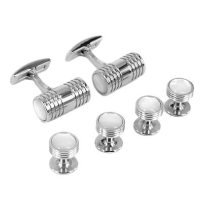 China Wholesale Luxury Stainless Steel Stone Stainless Steel Cufflinks and Studs Set for Men's Shirt for sale