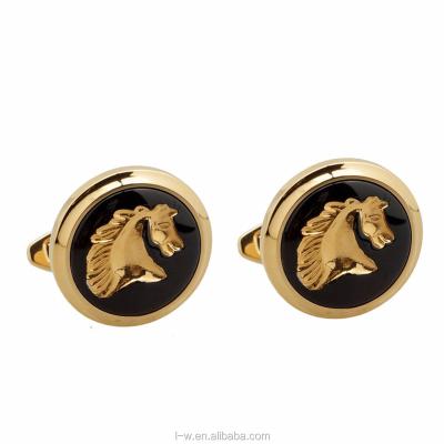 China Reproduction Modern Custom Horse Metal Animal Shape Pattern Enamel Cufflinks With Gift Box for sale