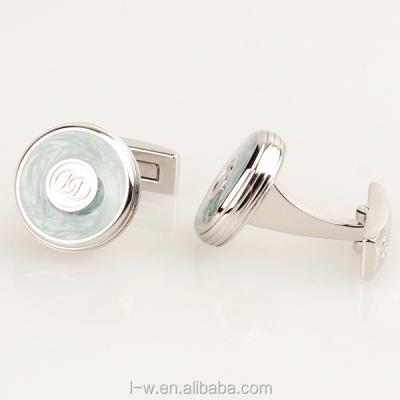 China Classic/Romantic Lady Romantic and Classic Circular Metal Cufflinks with Crystal Inset for sale