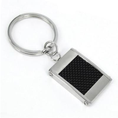 China Stainless Steel Rectangle Carbon Fiber Stainless Steel Key Chain Customizedno as gift for sale