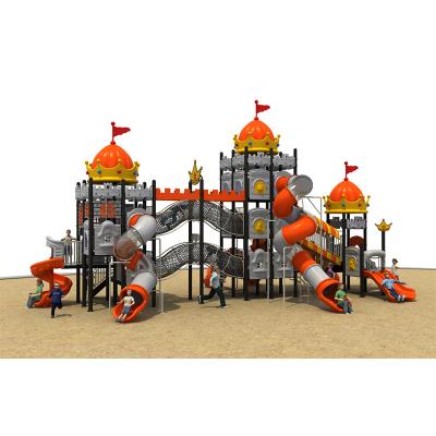 China Engineering Plastics + Galvanized Steel Pipe Castle Series Big Double Combined Beautiful Double Slide Children Playground Equipment Slide Park Annular Garden Market for sale