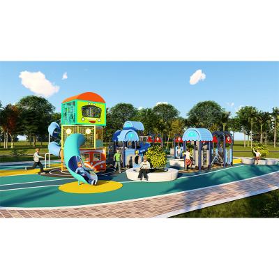 China Engineering Plastics + Galvanized Steel Pipe Kaixin Train Series Combined Slide Kids Playground Equipment Kids Toy Park Slide for sale