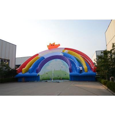 China Large Adult Rainbow Water Slide Customized Inflatable Slide Equipment PVC Production for sale