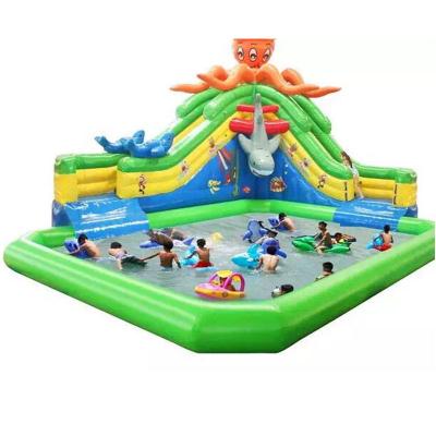 China PVC commercial outdoor portable water bouncy castle with inflatable pool water playground for sale for sale