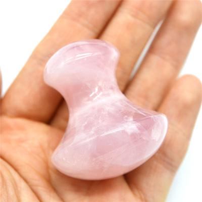 China Natural Body Rose Quartz Mushroom Jade Roller Massager Stone For Face Back Body for sale