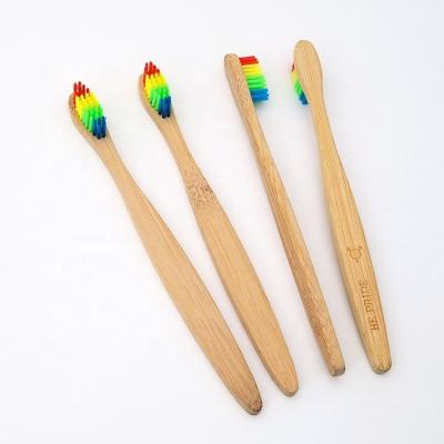 China Compostable Colorful Rainbow Stiffens Bamboo Toothbrush With Custom Logo for sale