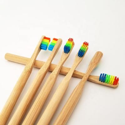 China Wholesale Manual Home Use Daily Biodegradable Round Bamboo Wooden Toothbrush with Different Color Bristle for sale