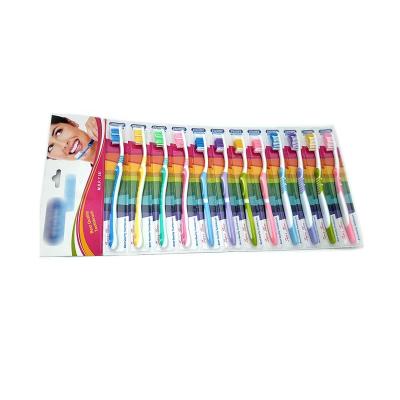 China Home Use Dozen Daily Toothbrushes Hanging 12 Pack, 12 Brushes of 3 Different Designs Packed by Blister Card, Hot Sale Wholesale for sale