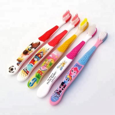 China Ultra Soft Bristle Different Cartoon Own Patent Presentative Pictures Print Kids Toothbrush for sale