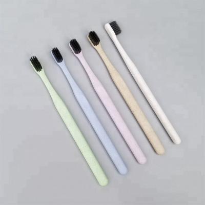 China Biodedgradable Manual Home Daily Use Customized Various Different Colors Wheat Straw Food Grade Edible Material Toothbrush For Eco-friendly for sale