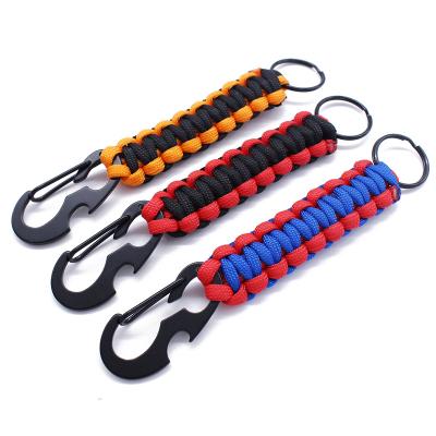 China sustainable & Custom Logo Utility Tactical Paracord Keychain Tactical with Carabiner Bottle Opener for sale