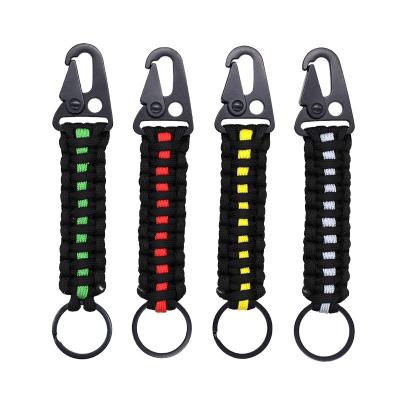 China Outdoor Camping Hike Travel Paracord Keychains Braided Lanyard Ring Hook Clip with Carabiner for Outdoor Camping Hike Backpack for sale