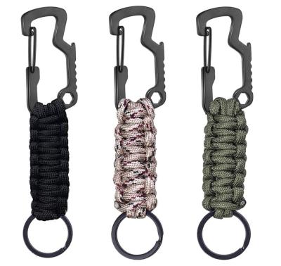 China Survival Outdoor Multi Tool Accessories Main Paracord Chain Lanyard With Carabiner Bottle Opener for sale