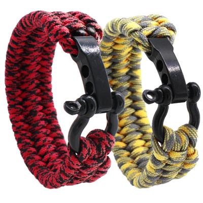 China adjustable & Tactical Mens Stainless Steel U Shackle Clasp Maker Nylon Paracord Bracelet Survival for sale