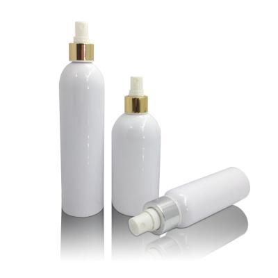 China Empty Cosmetic Packaging Fine Mist Round 100ml PET Bottle White Plastic Spray Bottle For Cosmetic Packaging for sale