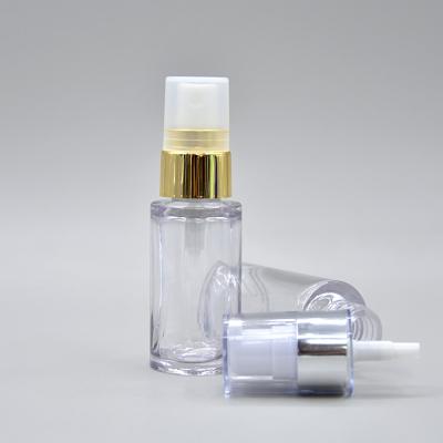 China Mini Lotion Bottle Thick Wall Clear Cosmetic Flat Shoulder Packaging 20ml PET Plastic Perfume Bottle With Fine Mist Spray For Travel for sale